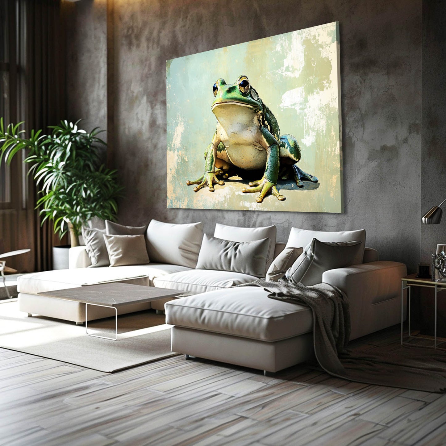 Aged Wall Frog Wall Decor – styled in a furnished interior