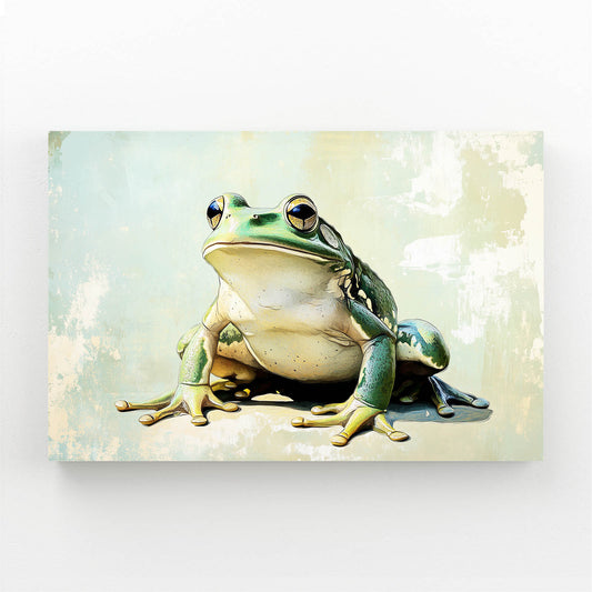 Aged Wall Frog Wall Decor – angled canvas view on white background