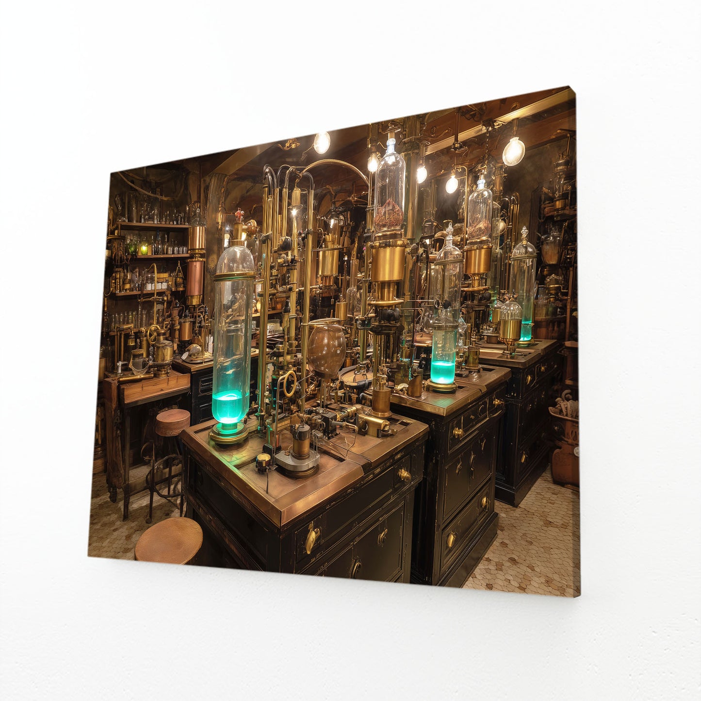 Alchemy Potion Lab Steampunk Canvas – angled canvas view on white background
