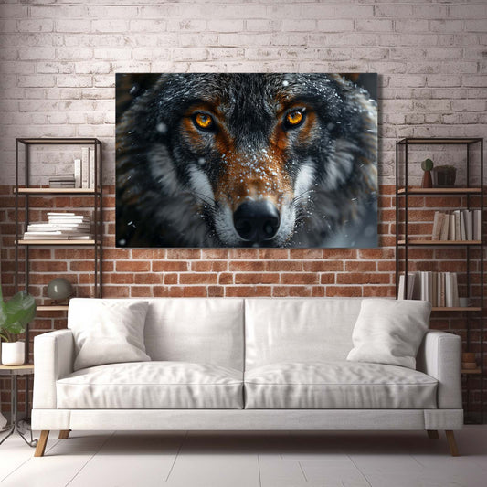 Alpha Male Wolf Art — nature canvas print in gray tones, view 3