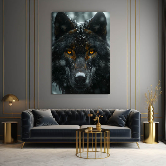 Alpha Wolf Art — landscape canvas print in gray tones, view 3