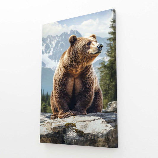 Alpine Rock Sentinel Bear Canvas — photography canvas print, angled canvas view on white background