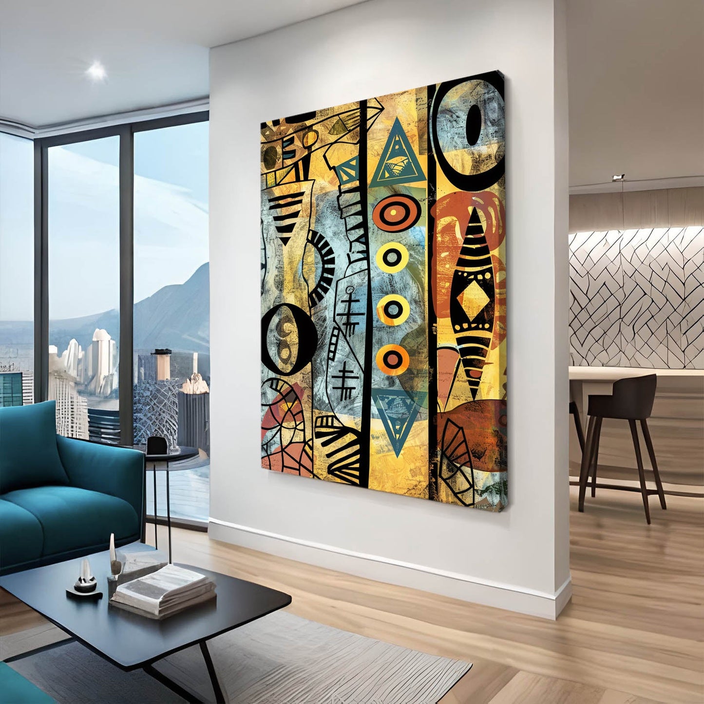 Amazing African Art Canvas — abstract canvas print in orange tones, view 5
