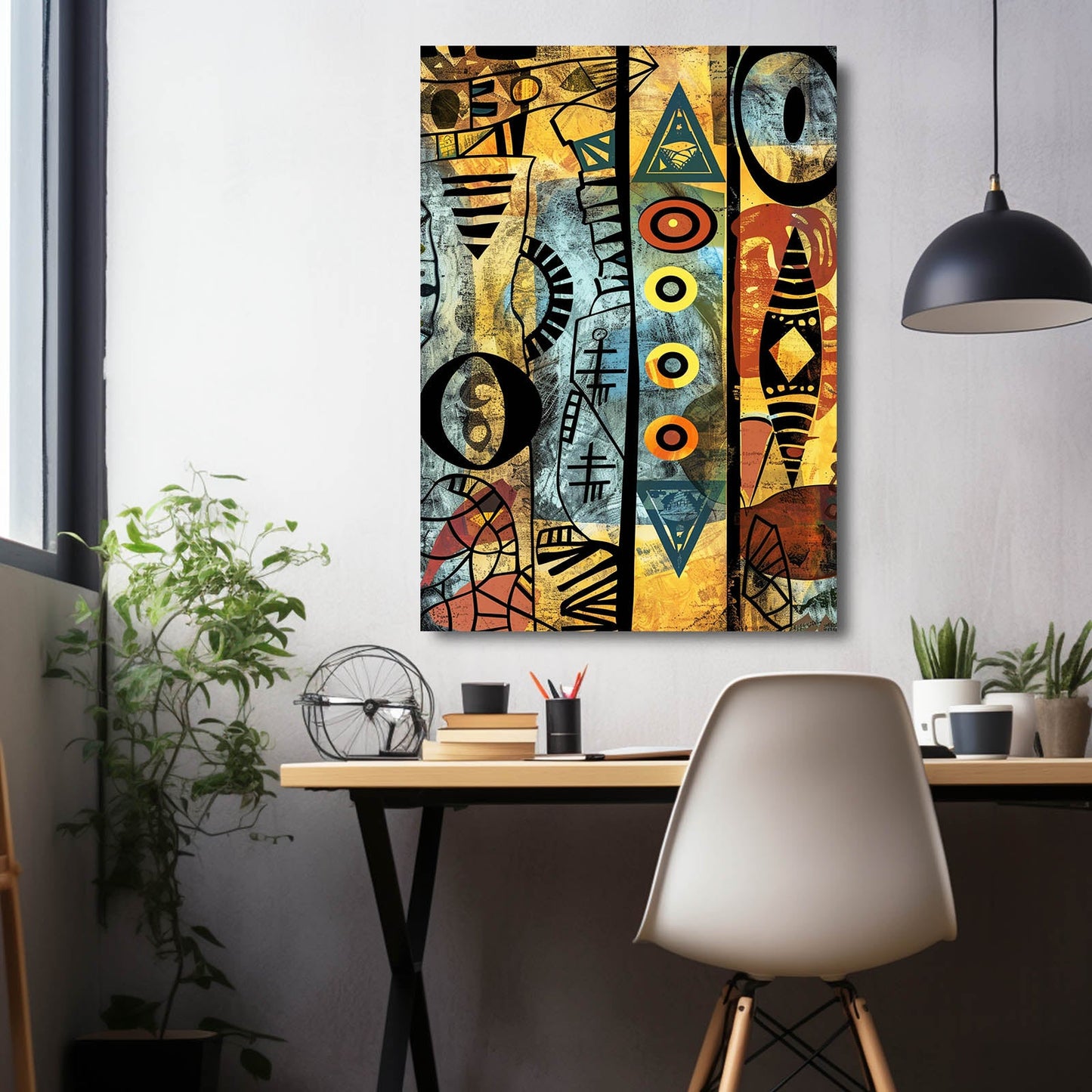 Amazing African Art Canvas — abstract canvas print in orange tones, view 3