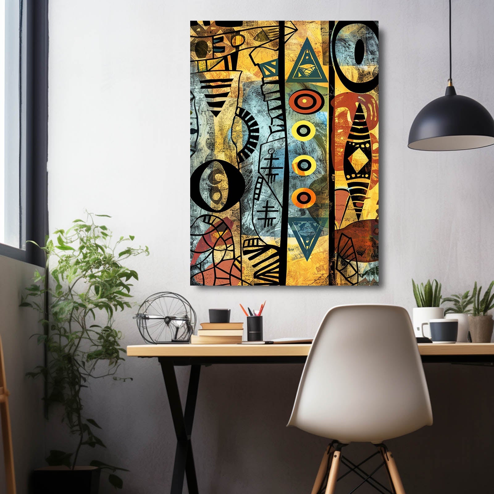 Amazing African Art Canvas — abstract canvas print in orange tones, view 3
