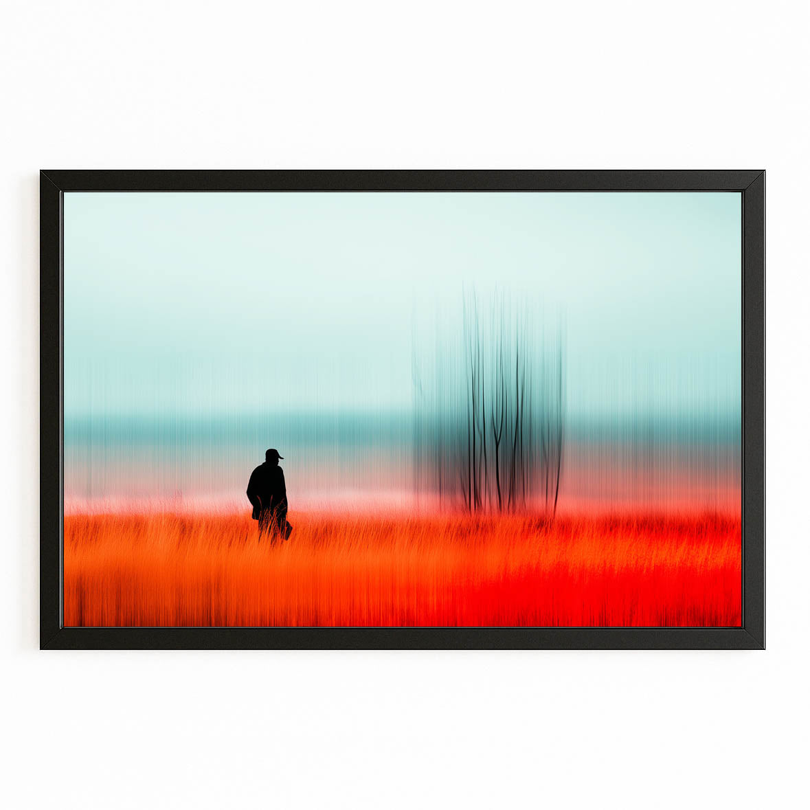 Amber Field Living Room Wall Art — photography canvas print, with Premium Black frame on white background