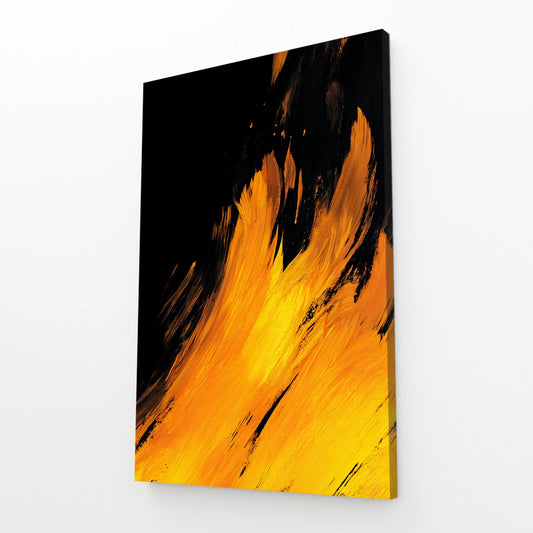 Amber Flame Strokes Gold Canvas – angled canvas view on white background