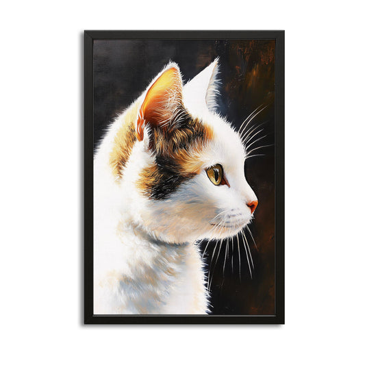 Amber Gaze Profile Cat Wall Art – canvas print on white background