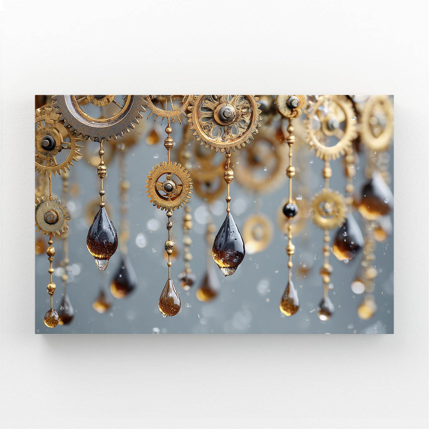 Amber Gear Rain Steampunk Wall Art – amber gear rain steampunk canvas print