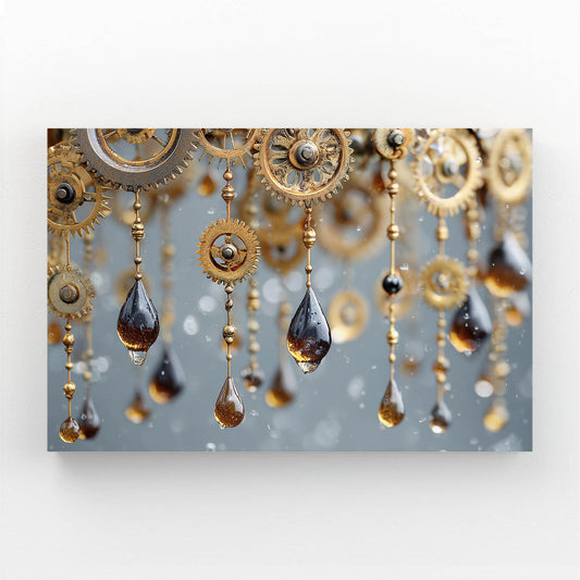 Amber Gear Rain Steampunk Wall Art – amber gear rain steampunk canvas print