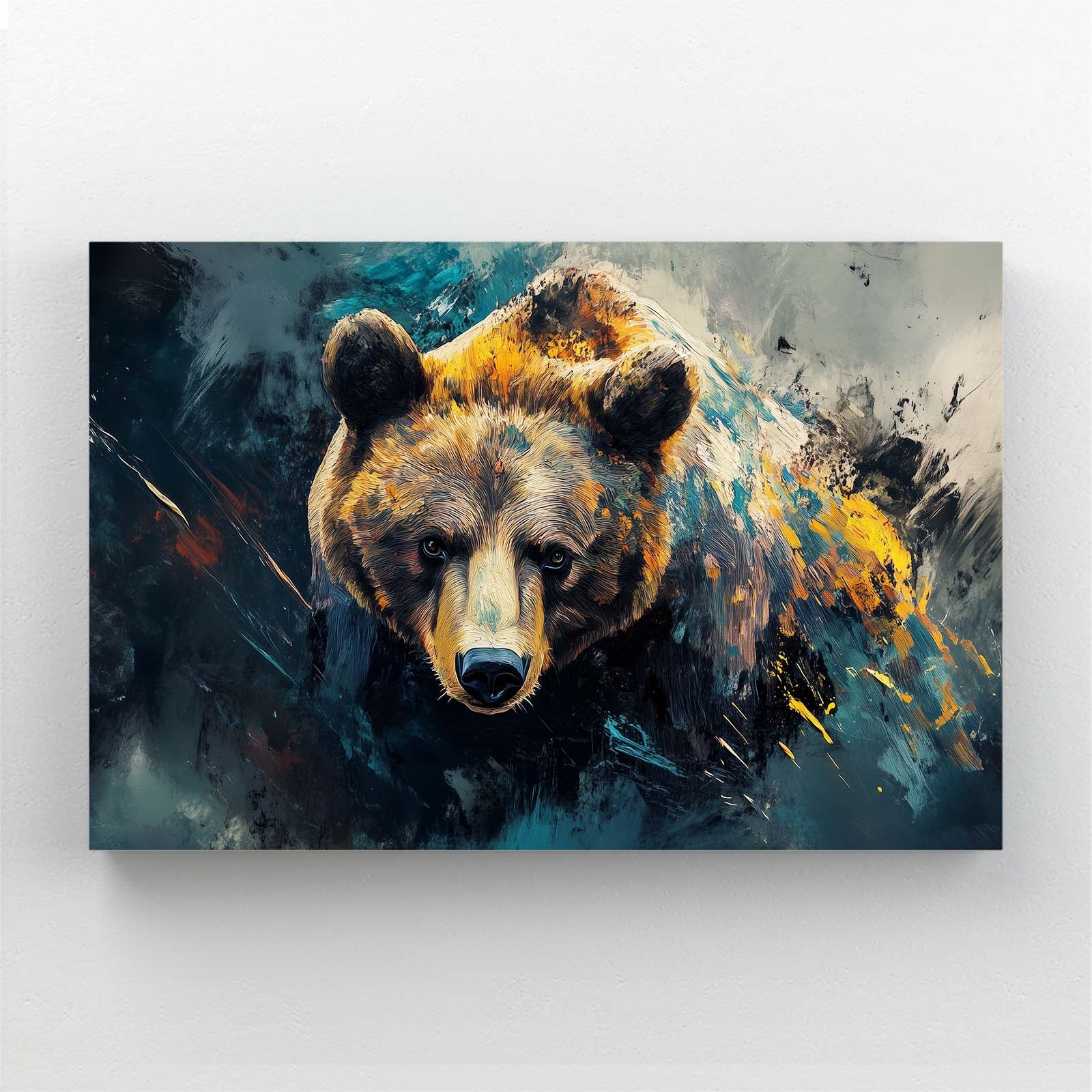 Amber Ink Splash Bear Canvas Art — abstract canvas print, canvas print on white background