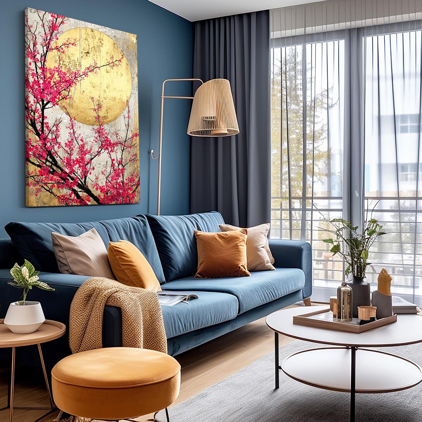 Amber Moon Branch Cherry Blossom Wall Decor – styled in a furnished interior