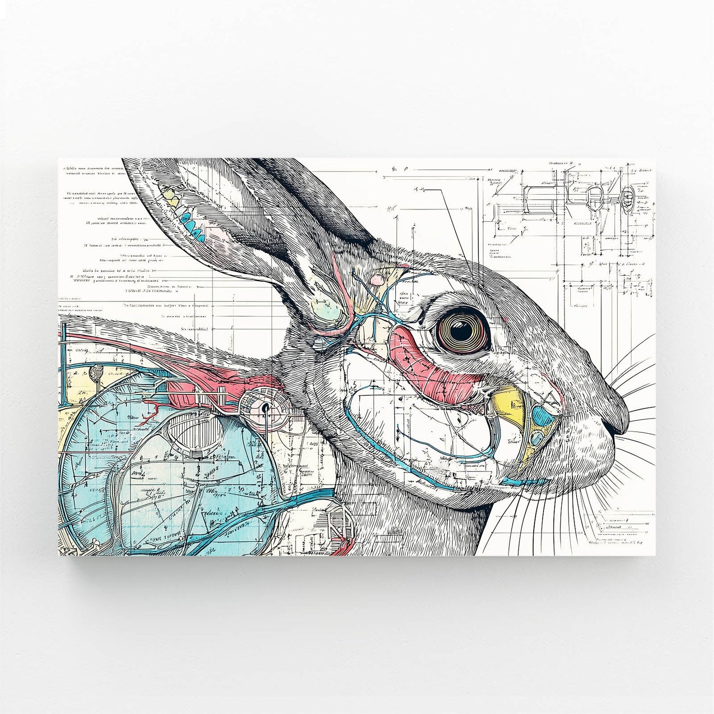 Anatomy Bunny Art – angled canvas view on white background