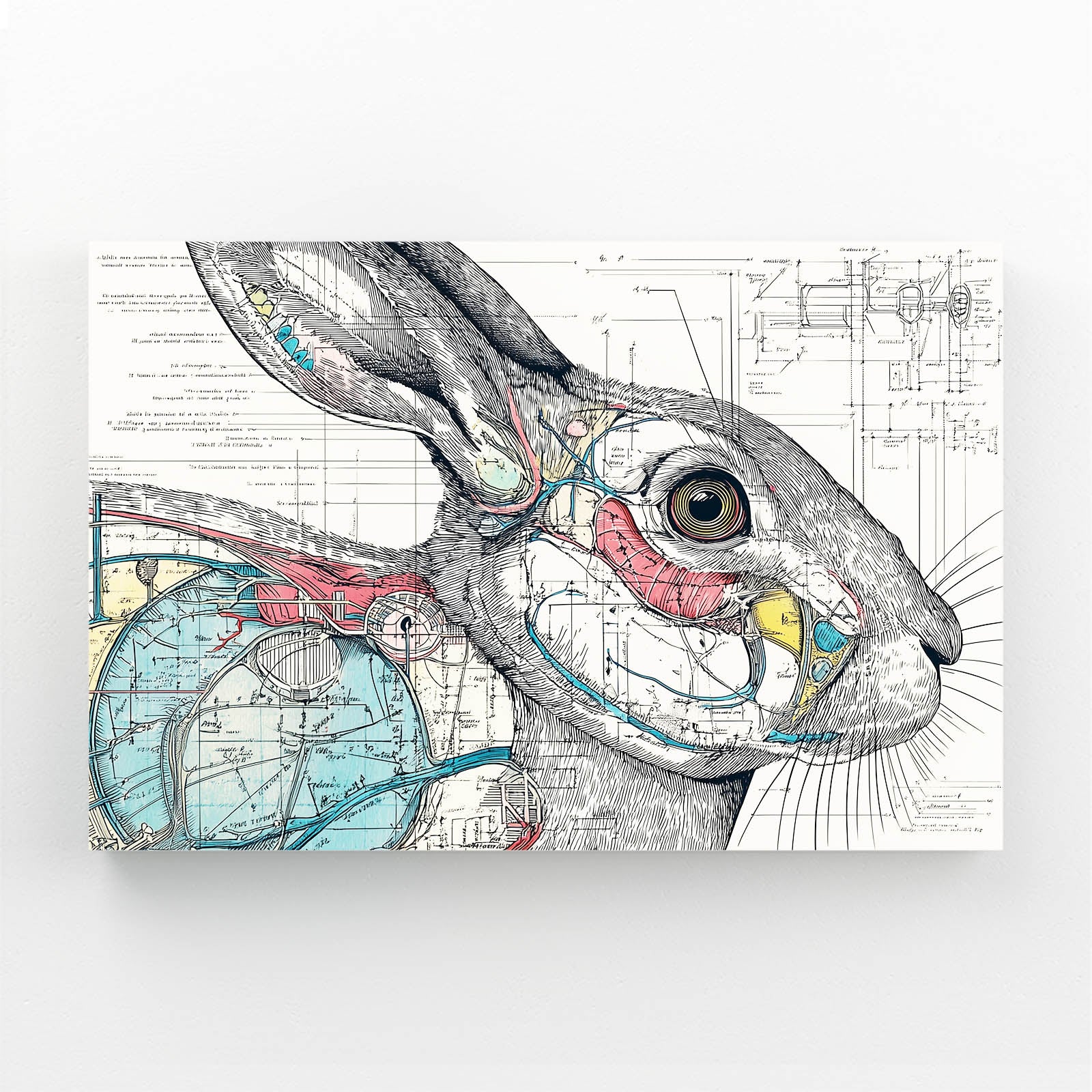 Anatomy Bunny Art – angled canvas view on white background