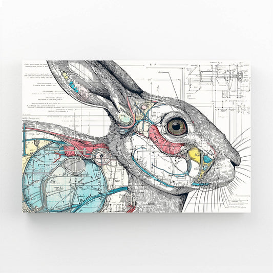 Anatomy Bunny Art – angled canvas view on white background
