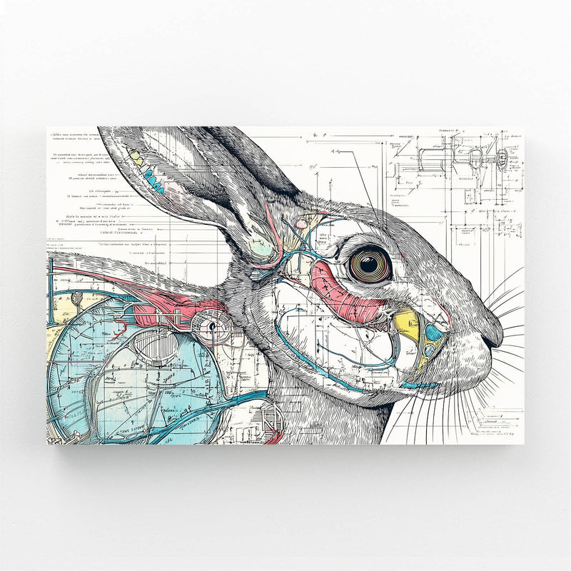 Anatomy Bunny Art – angled canvas view on white background
