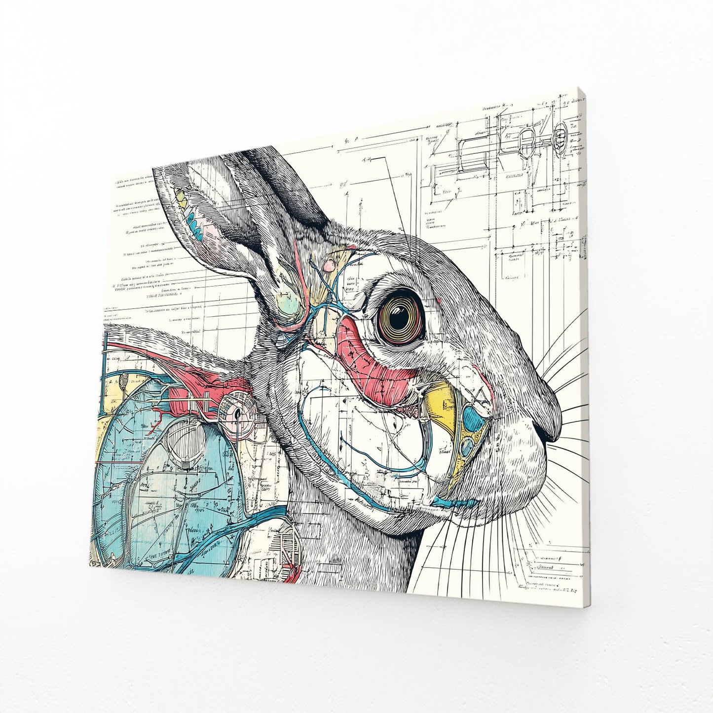 Anatomy Bunny Art – angled canvas view on white background