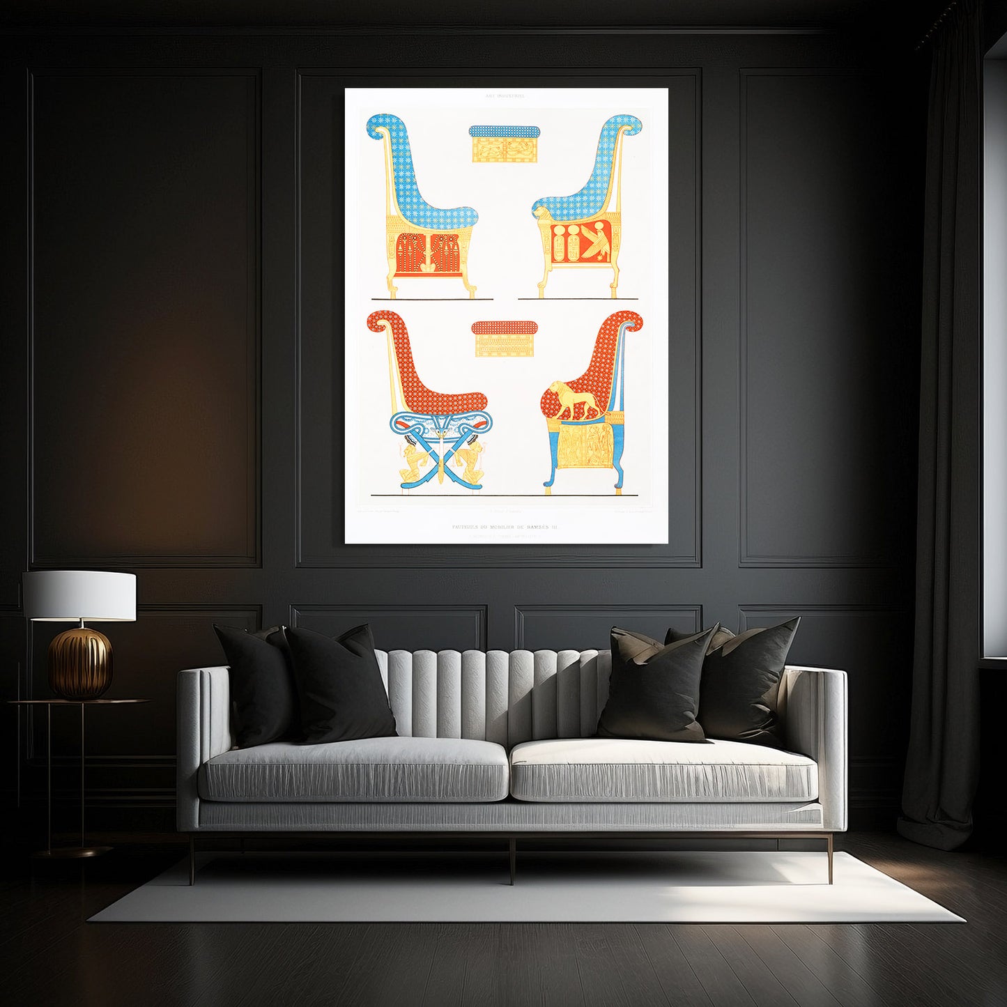 Ancient Furniture Chart Egyptian Wall Decor – styled in a furnished interior
