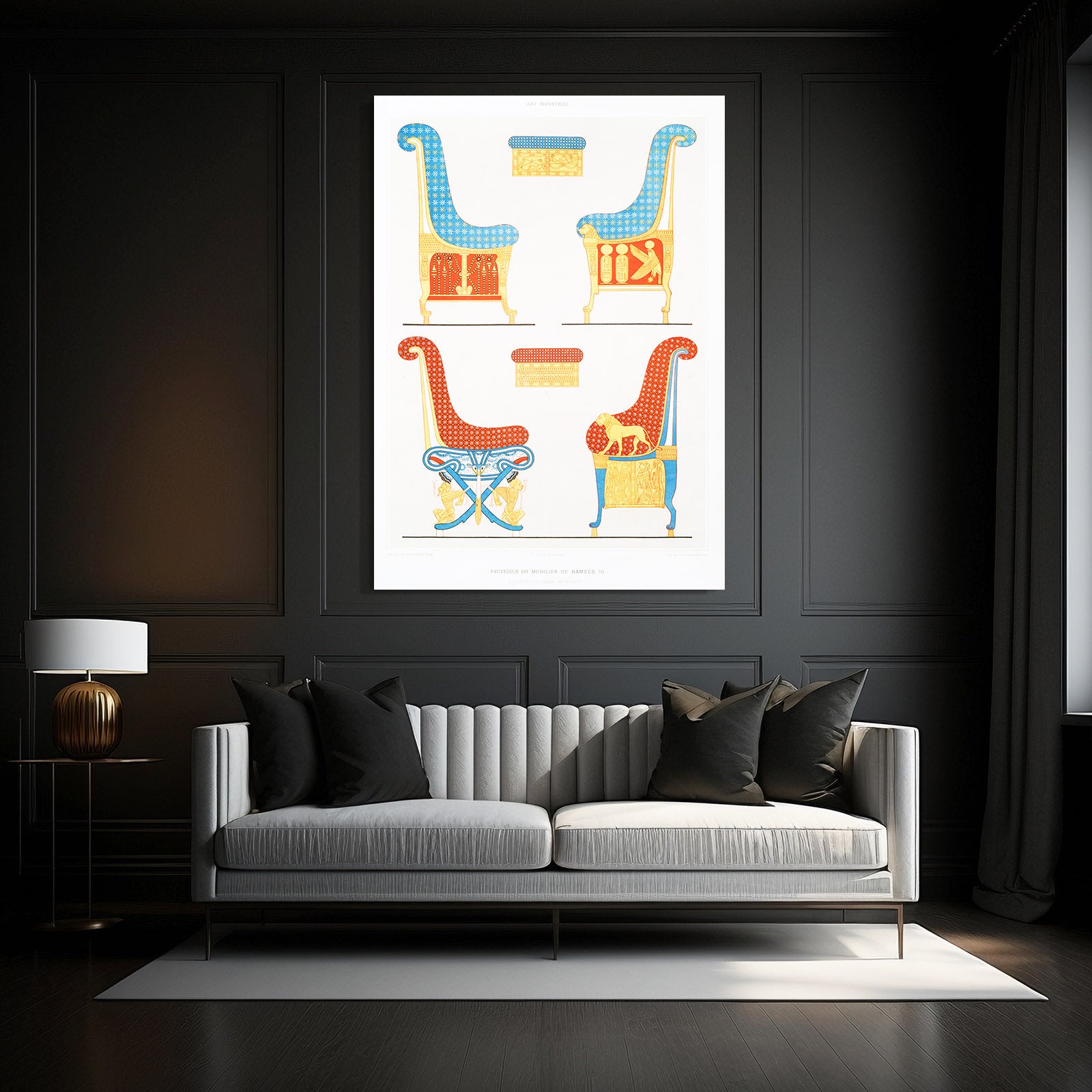 Ancient Furniture Chart Egyptian Wall Decor – styled in a furnished interior