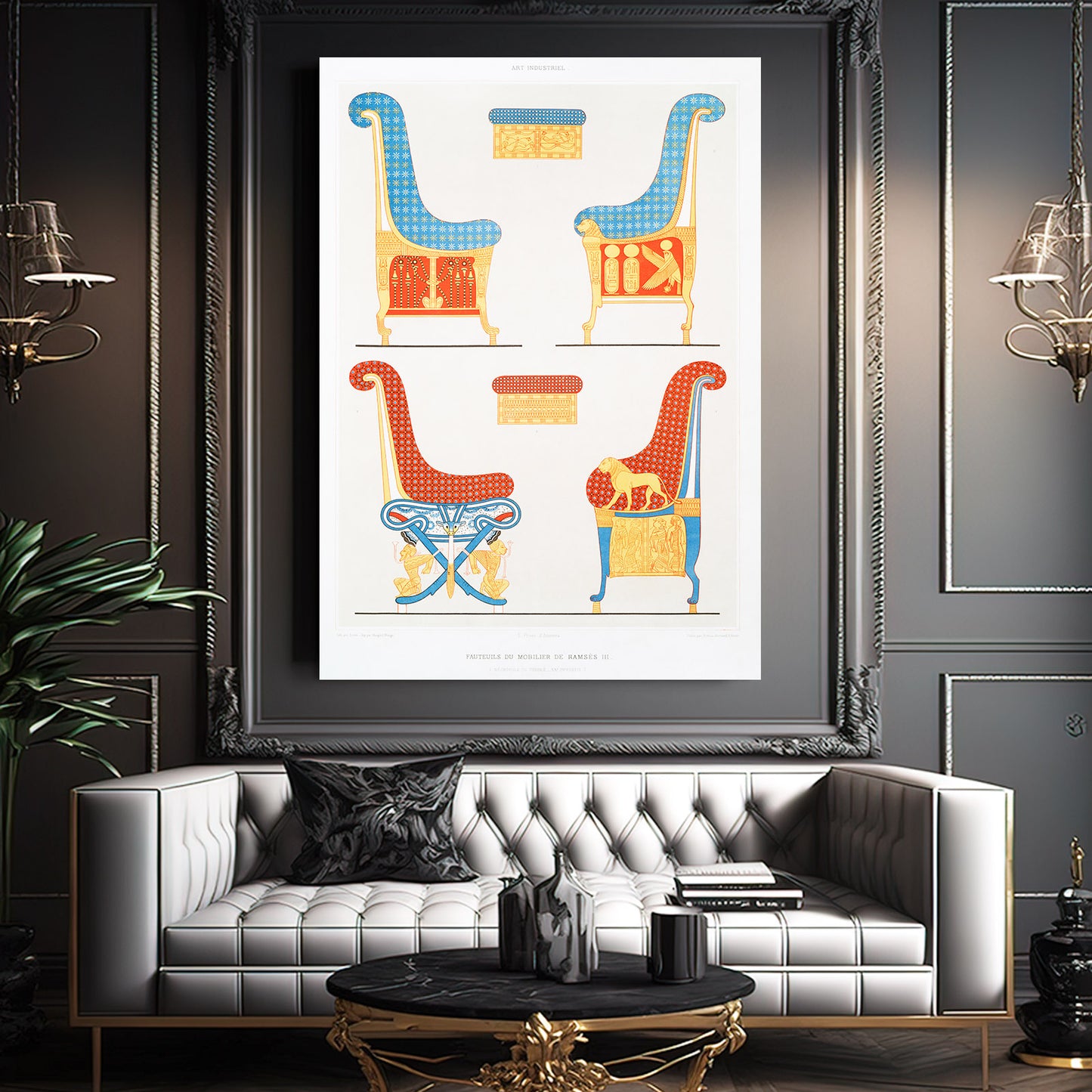 Ancient Furniture Chart Egyptian Wall Decor – styled in a furnished interior