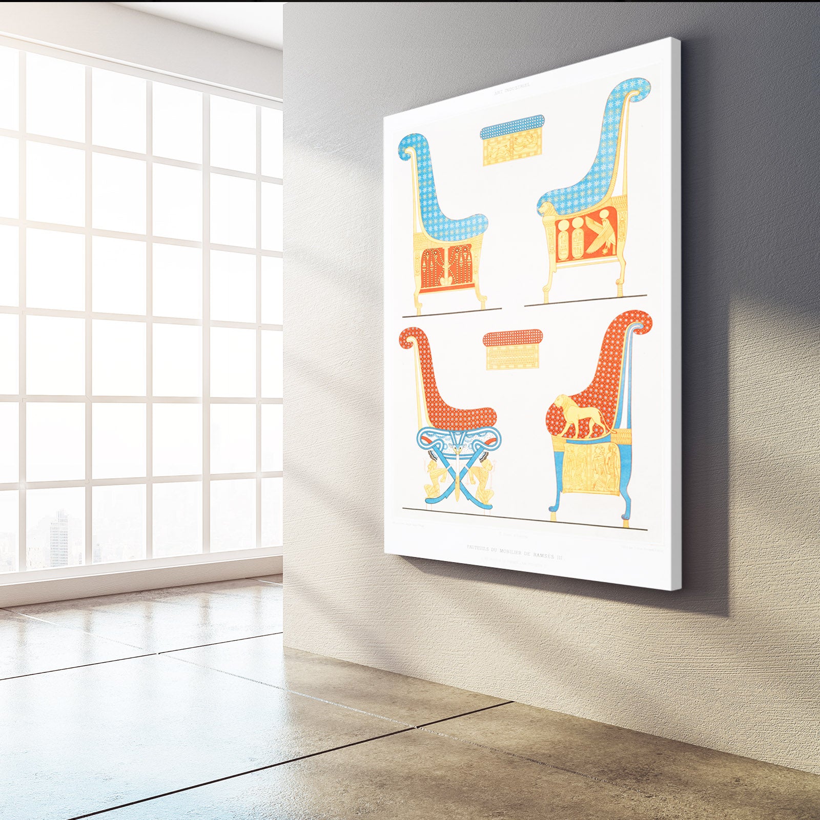 Ancient Furniture Chart Egyptian Wall Decor – styled in a furnished interior