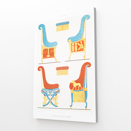 Ancient Furniture Chart Egyptian Wall Decor – canvas print on white background