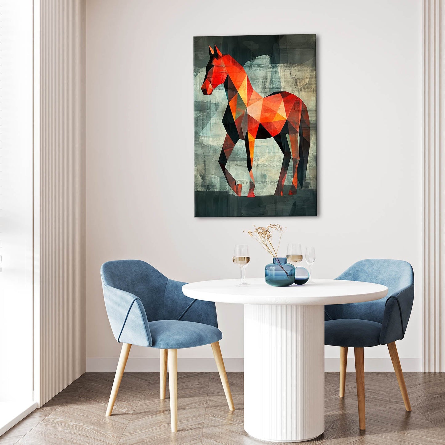 Ancient Horse Artwork – angled canvas view on white background