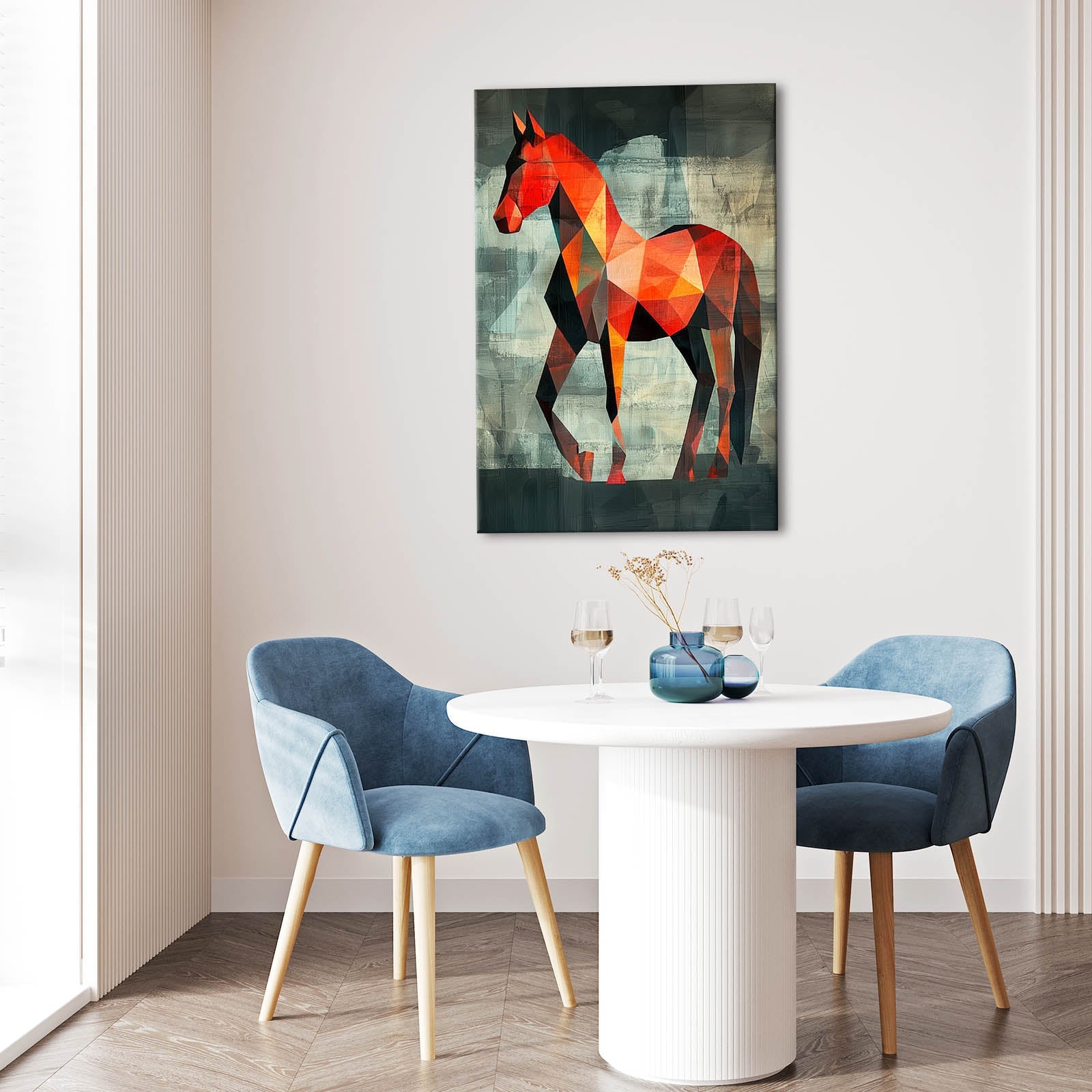 Ancient Horse Artwork – angled canvas view on white background