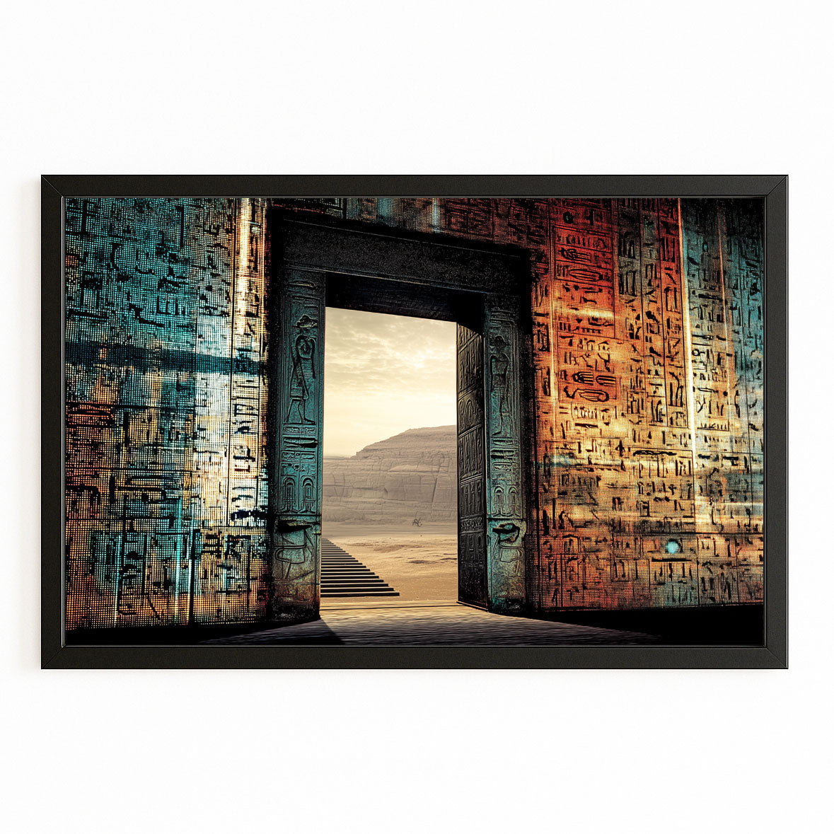 Ancient Portal Gradient Egyptian Wall Decor – with Premium Black frame on white background