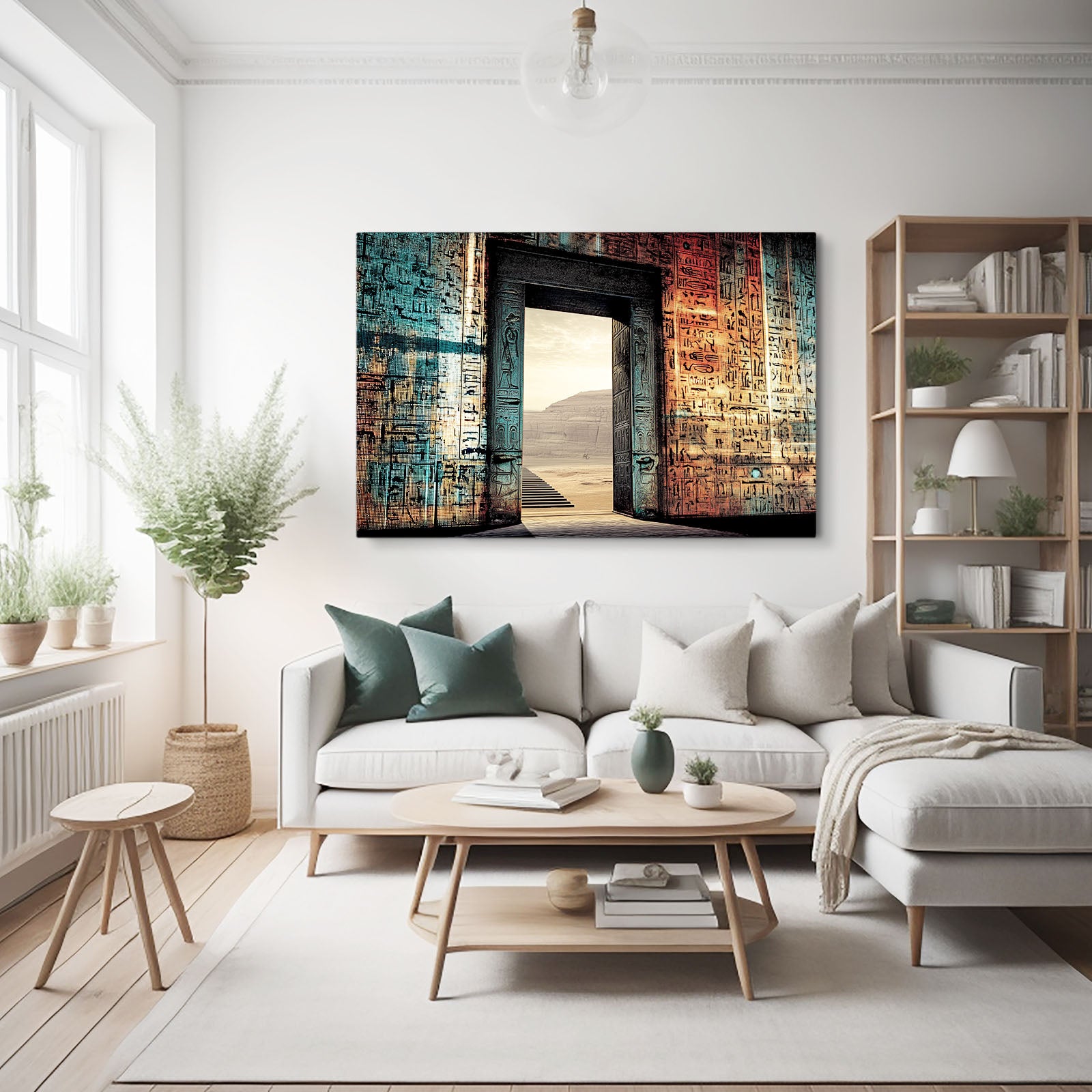 Ancient Portal Gradient Egyptian Wall Decor – styled in a furnished interior