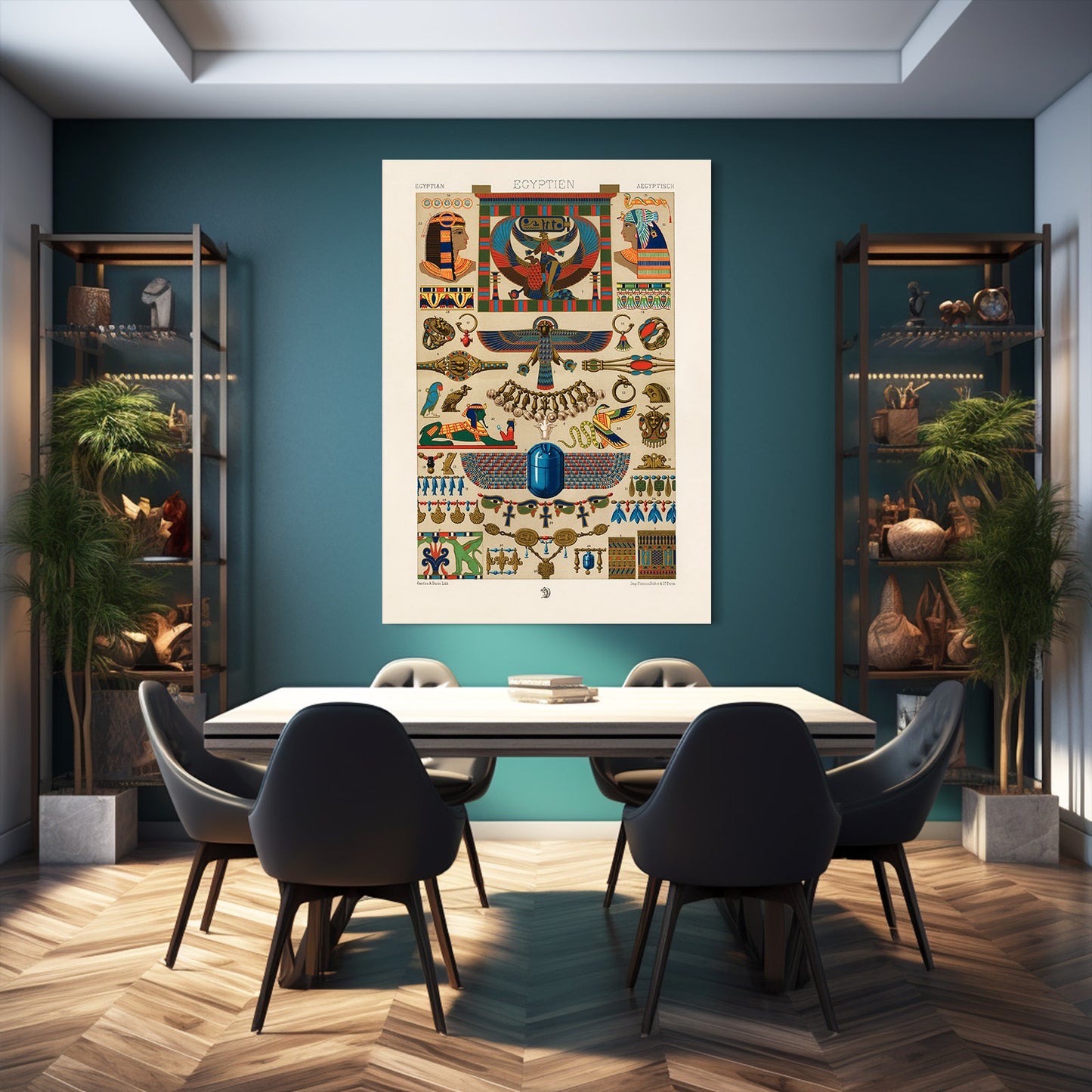 Ancient Wings Chart Egyptian Art – styled in a furnished interior