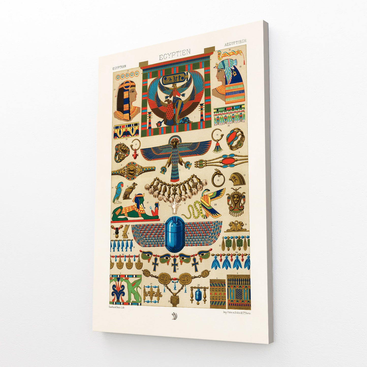 Ancient Wings Chart Egyptian Art – canvas print on white background