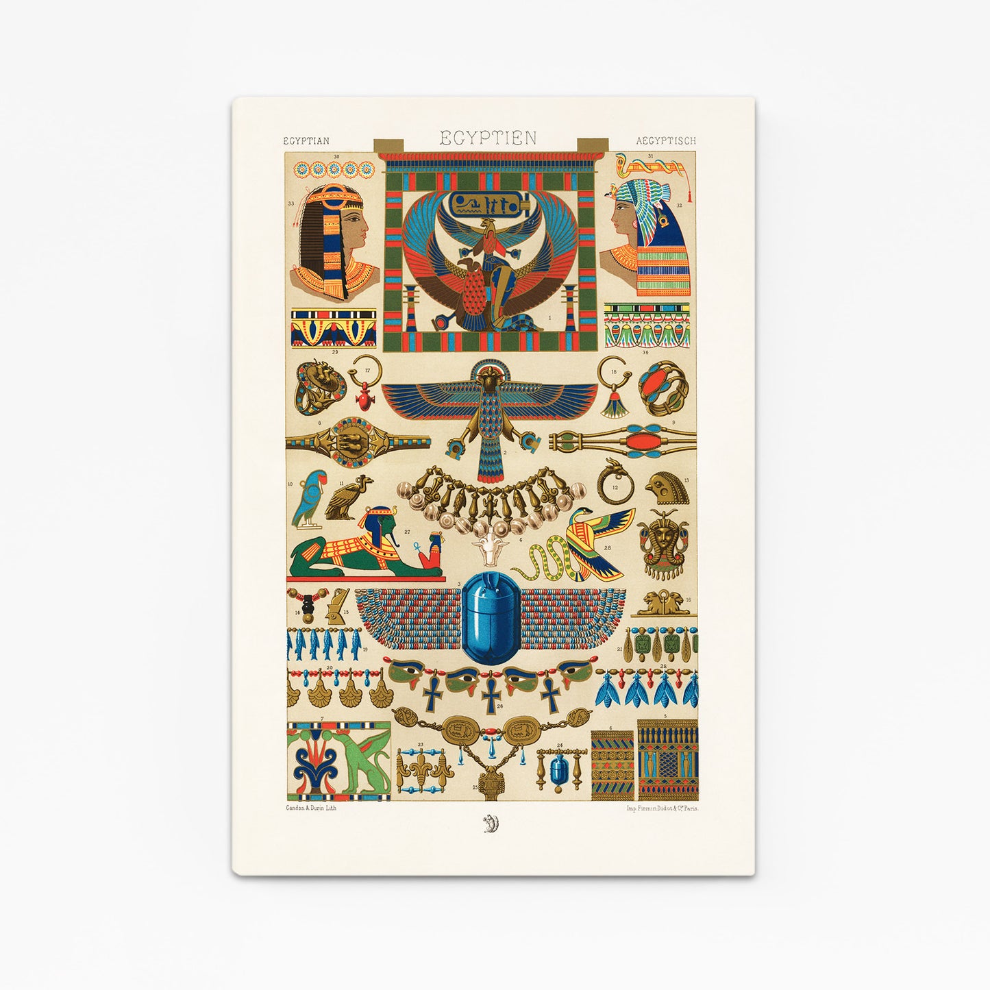Ancient Wings Chart Egyptian Art – angled canvas view on white background