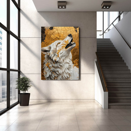 Angel Wolf Art — nature canvas print in orange tones, view 3