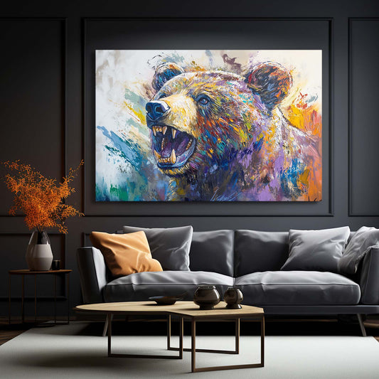 Angry Bear Art — abstract canvas print in blue tones, view 3