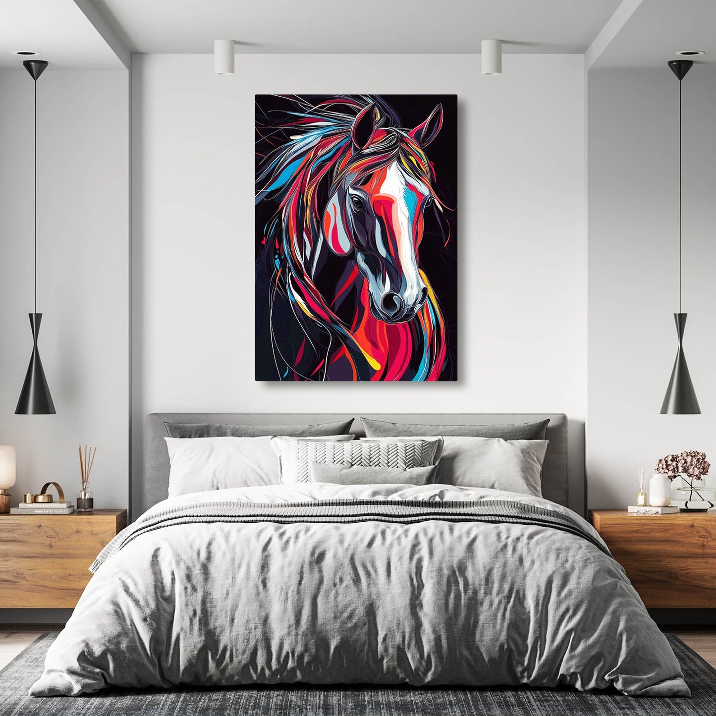 Animal Horse Canvas Art – angled canvas view on white background