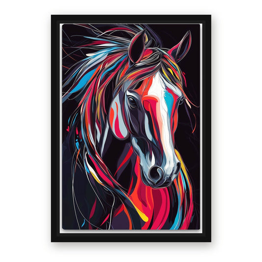 Animal Horse Canvas Art – with Premium Black wood frame