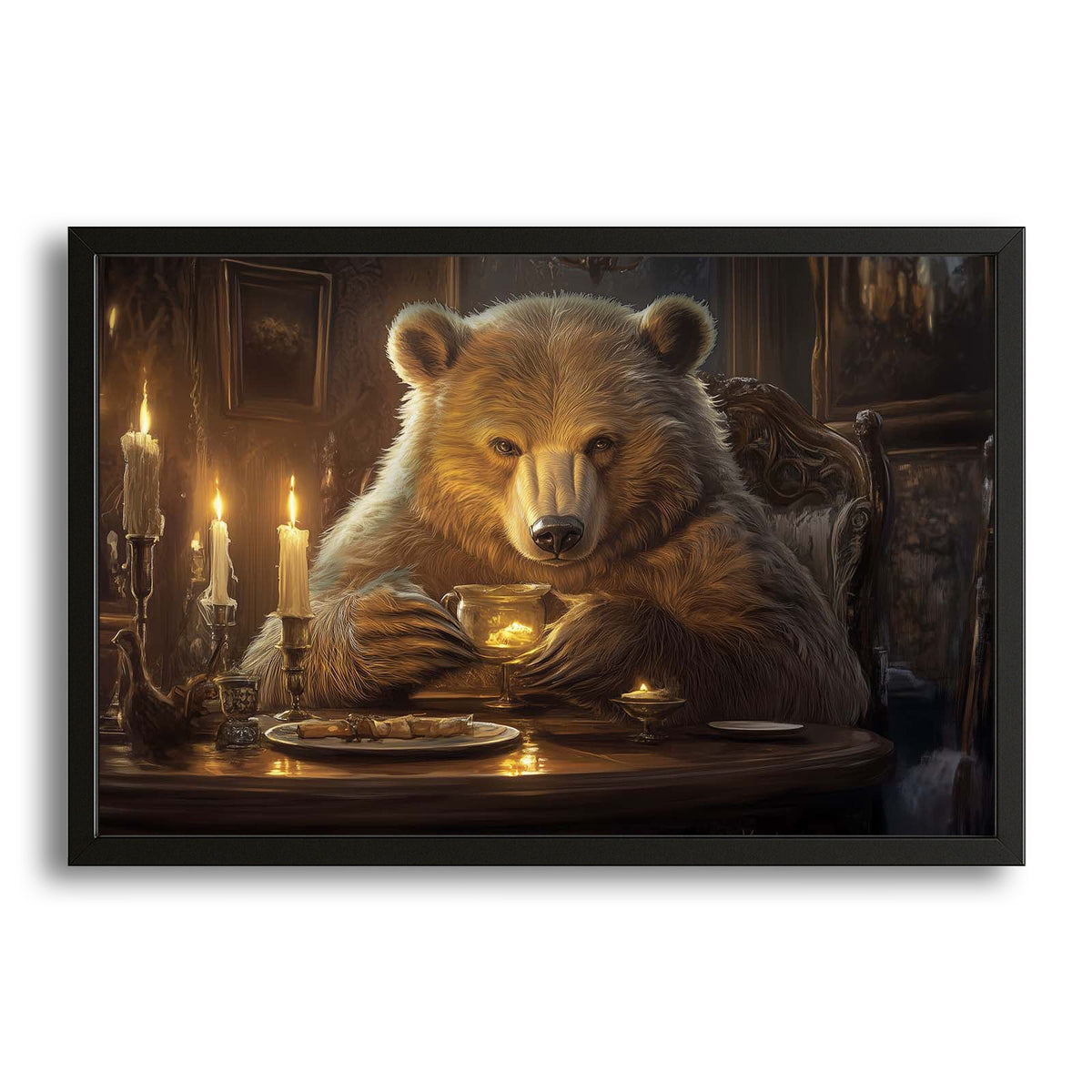 Anthro Bear Art — contemporary canvas print in brown tones, canvas print on white background