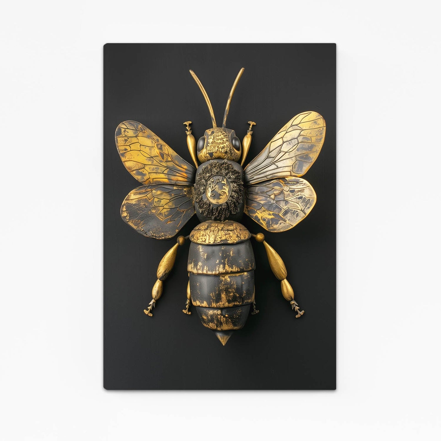 Antique Gold Bee Art — 3d canvas print in brown tones