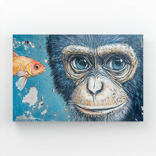 Aqua Mural Koi Monkey Wall Art – aqua mural koi monkey canvas print