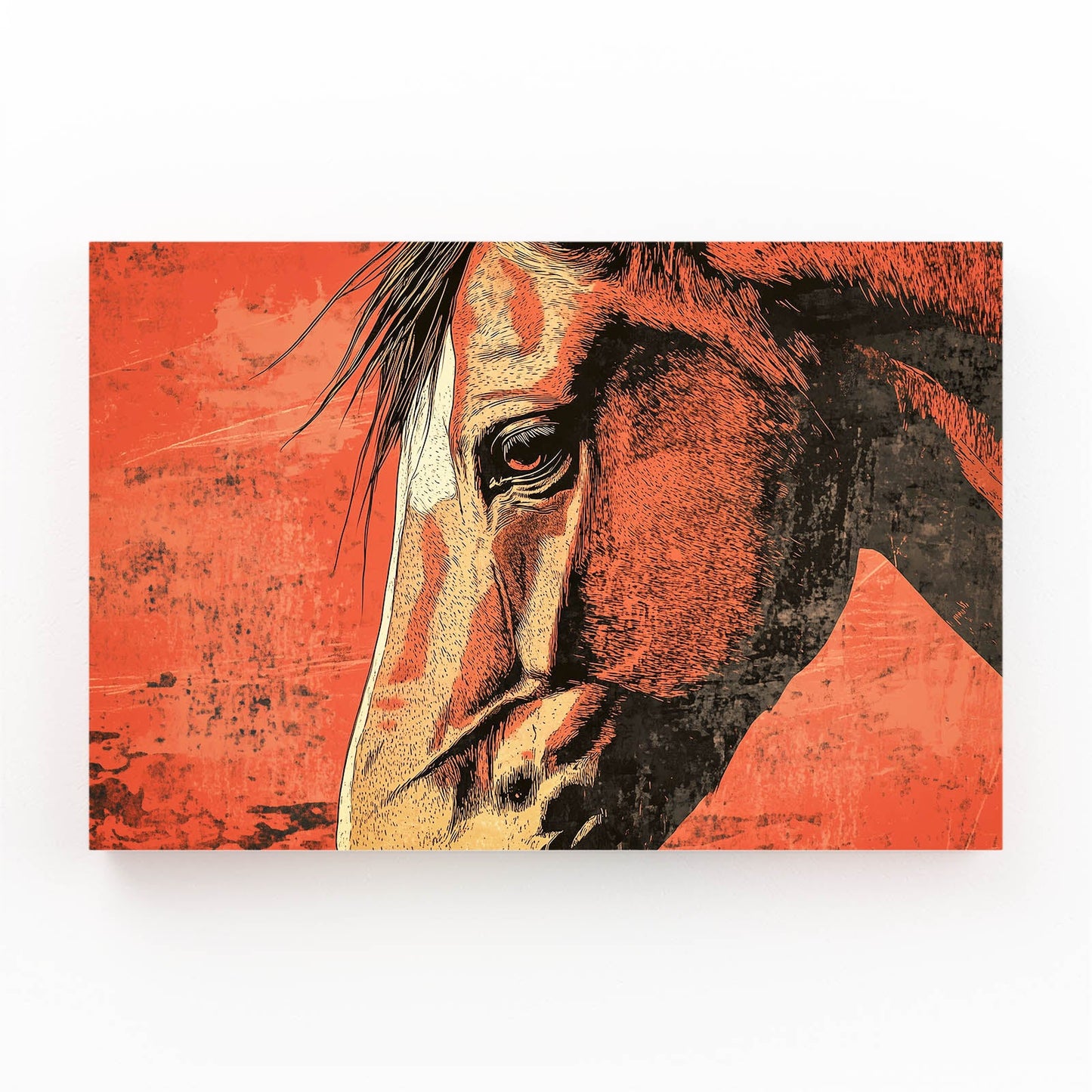 Arabian Horse Art – angled canvas view on white background