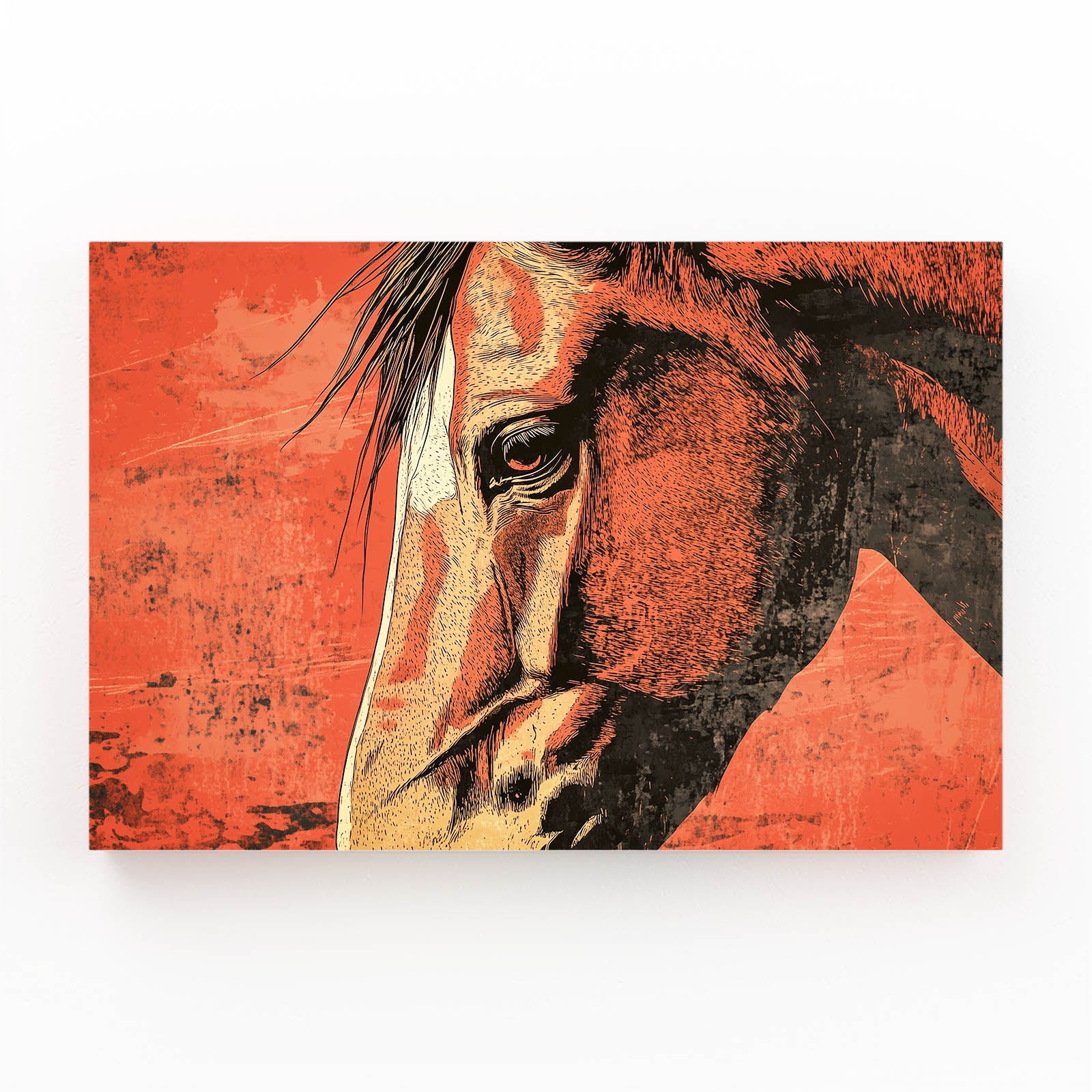 Arabian Horse Art – angled canvas view on white background