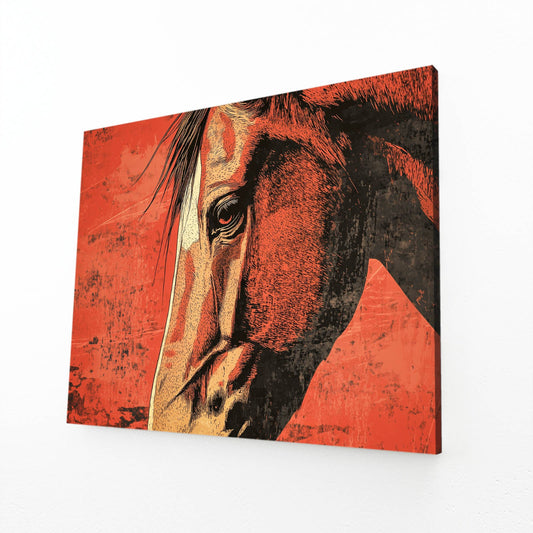 Arabian Horse Art – angled canvas view on white background