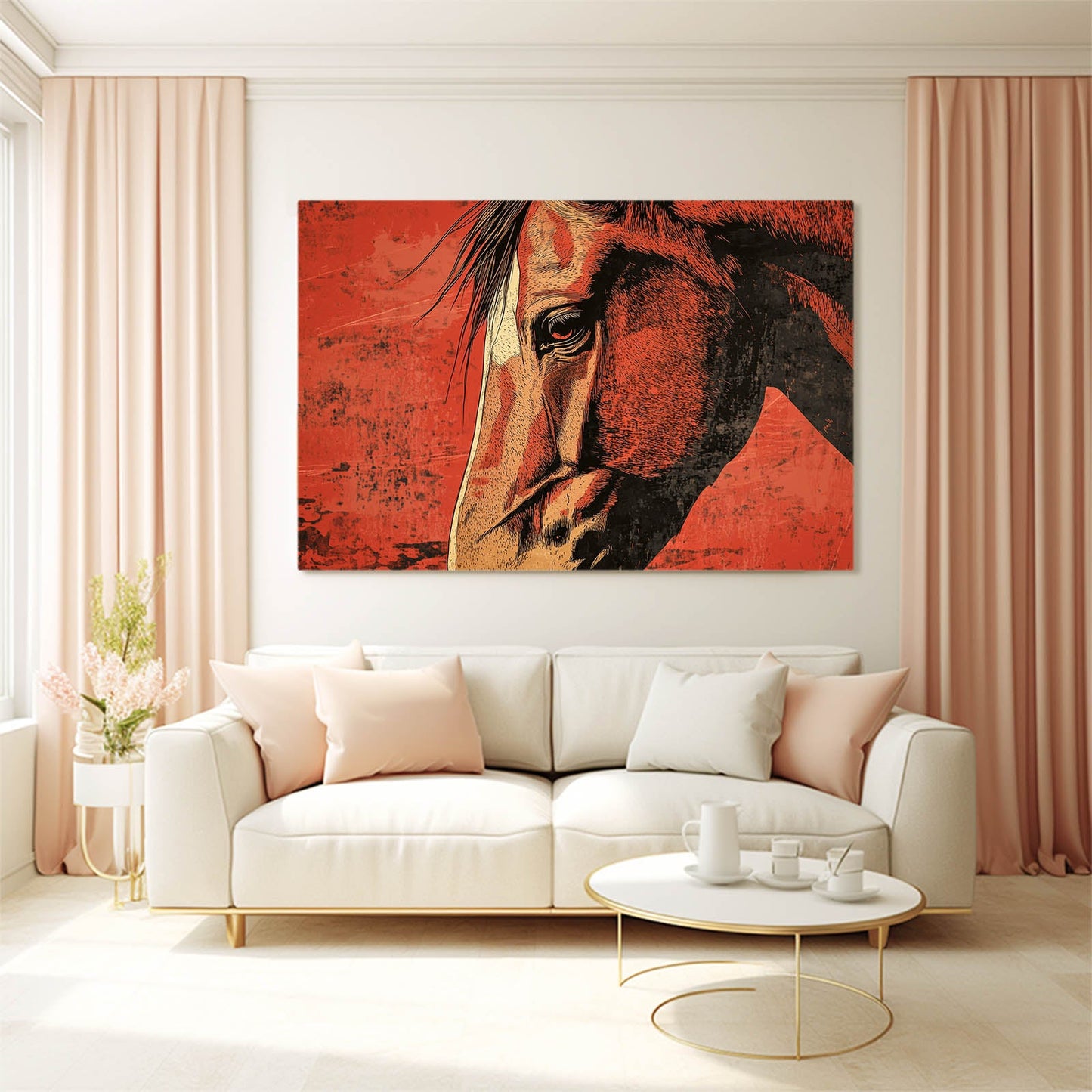 Arabian Horse Art – angled canvas view on white background