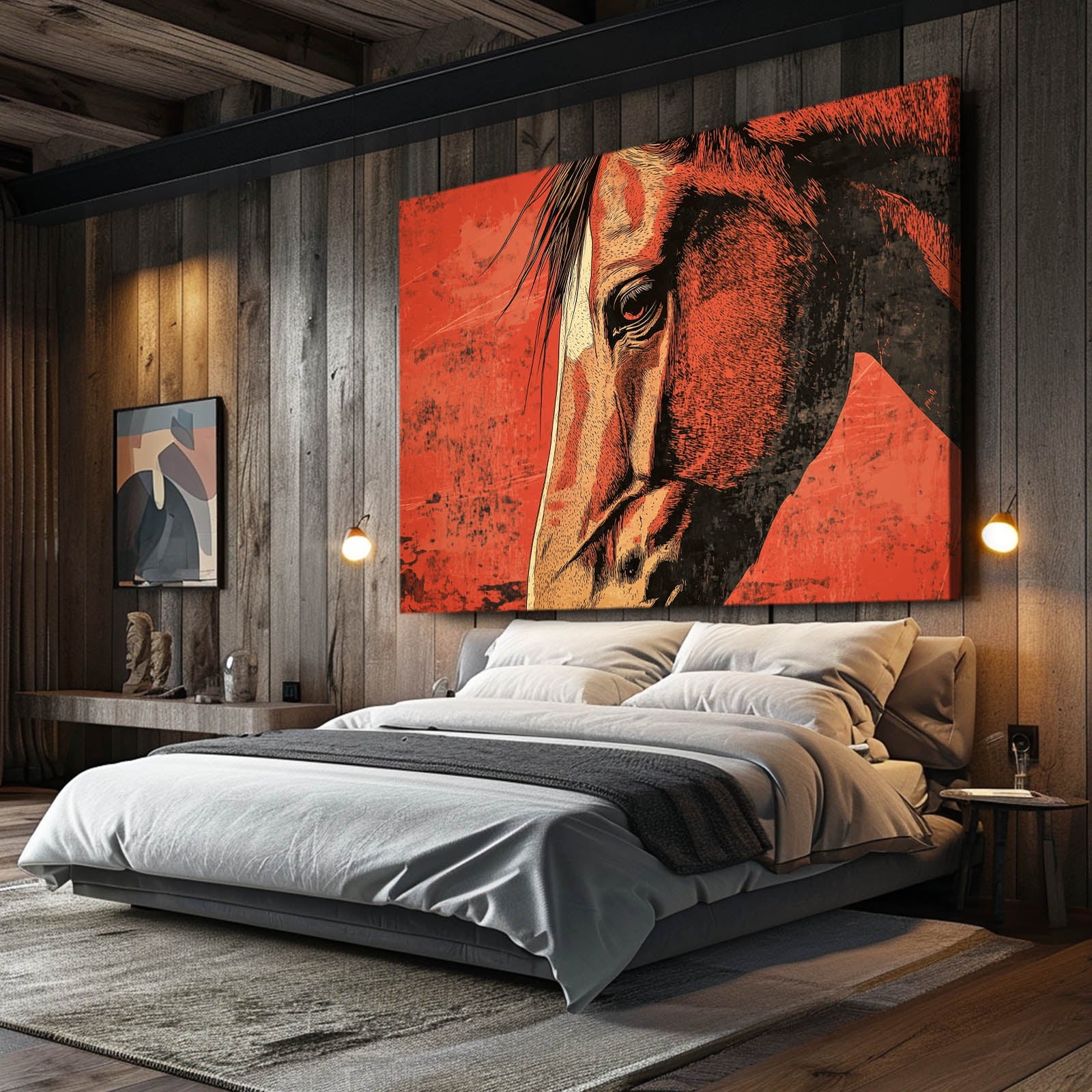 Arabian Horse Art – angled canvas view on white background