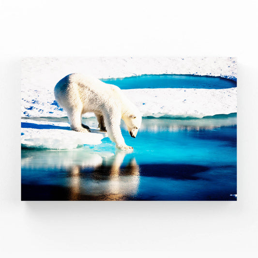 Arctic Ice Walk Bear Prints — contemporary canvas print, angled canvas view on white background