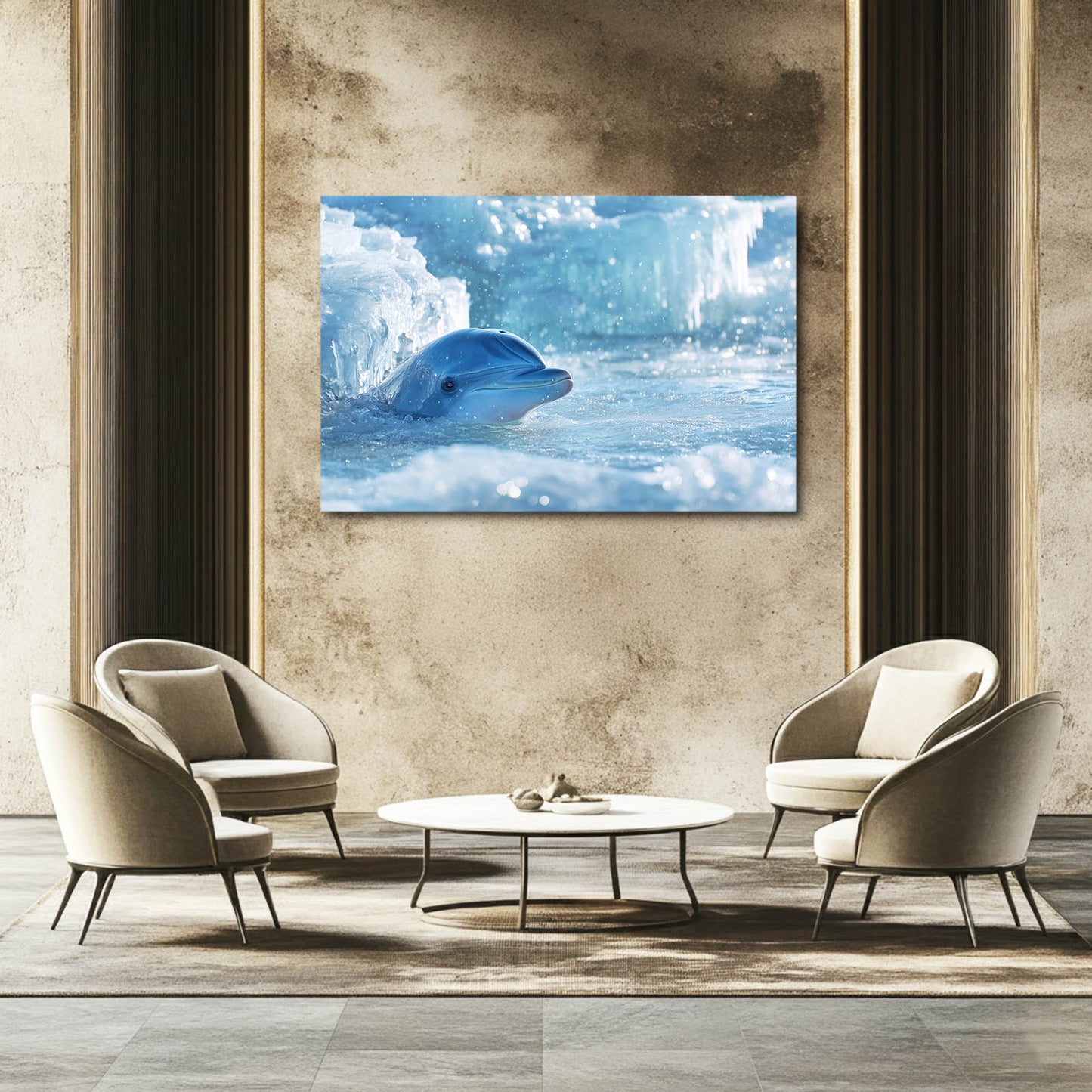 Arctic Peek Dolphin Wall Decor – styled in a furnished interior