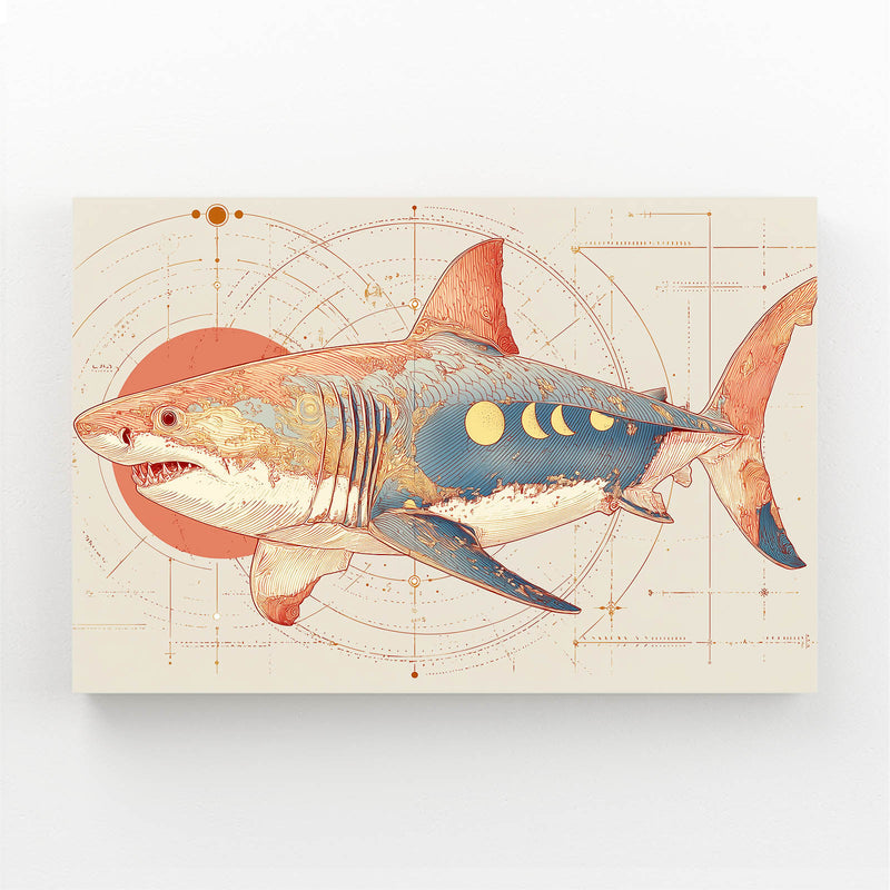 Art Deco Blueprint Shark Prints – art deco blueprint shark canvas print