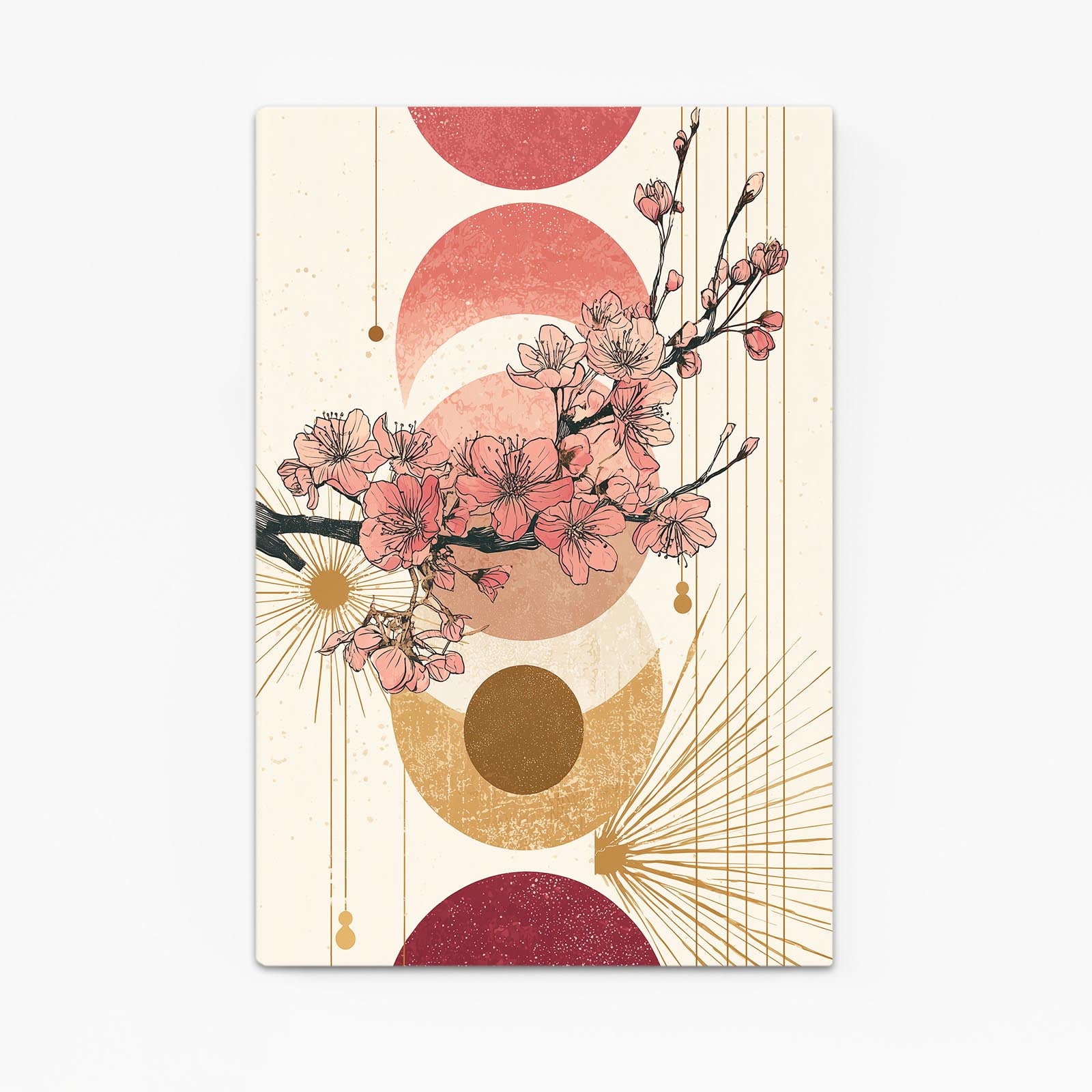 Art Deco Sprig Cherry Blossom Art – canvas print on white background