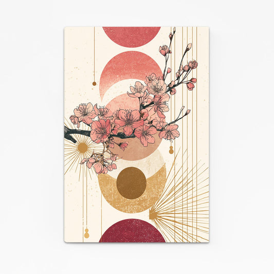 Art Deco Sprig Cherry Blossom Art – canvas print on white background